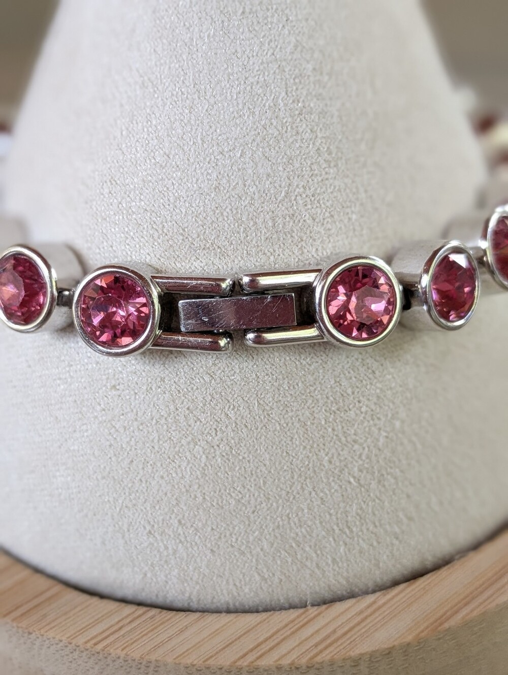 Touchstone Crystal by Swarovski Pink Crystal Tennis Bracelet | TCS Stainless - Picture 4 of 5